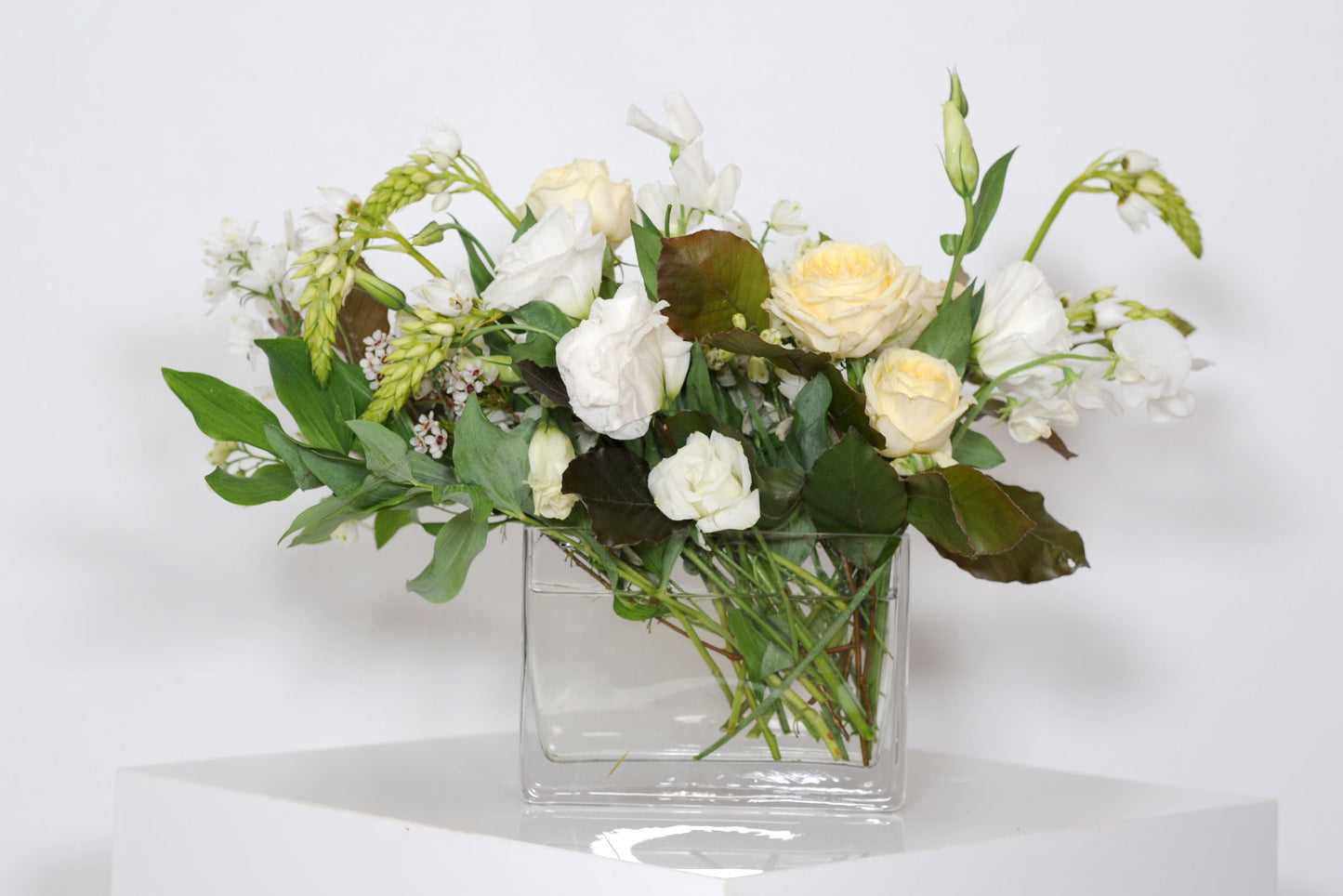 Small Rectangle Vase - White/Green