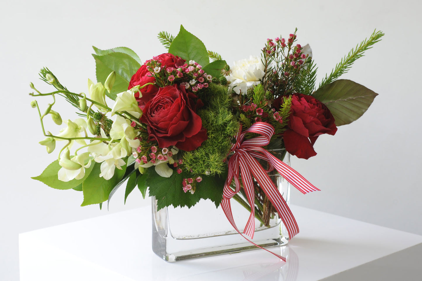 Small Rectangle Vase - White/Red/Green
