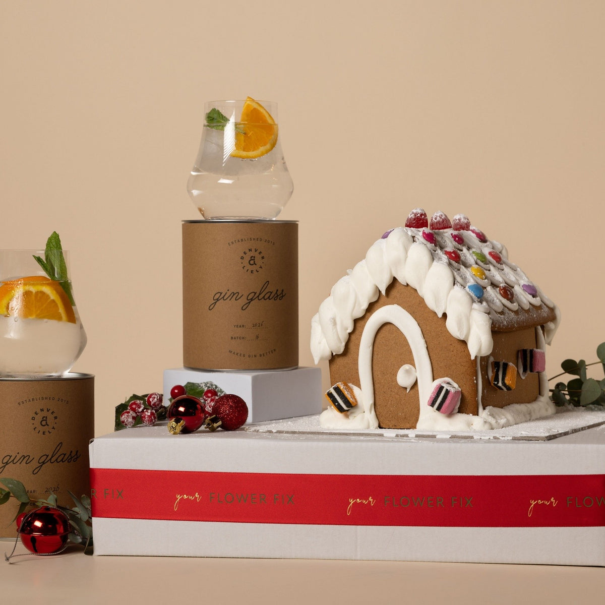 Denver and Liely - Gin Glass and Gingerbread House