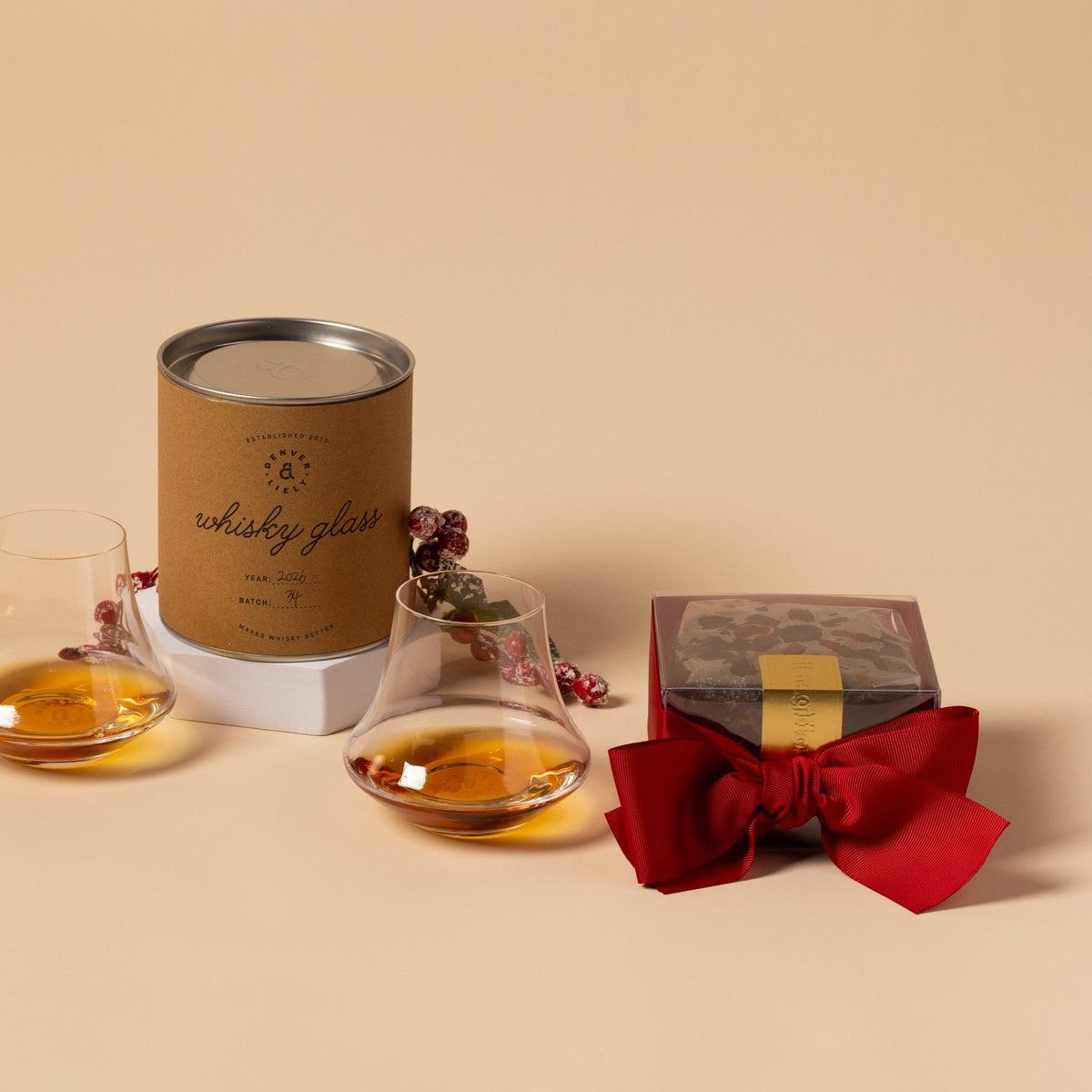 Denver and Liely - Whisky Glass and Fruit Cake